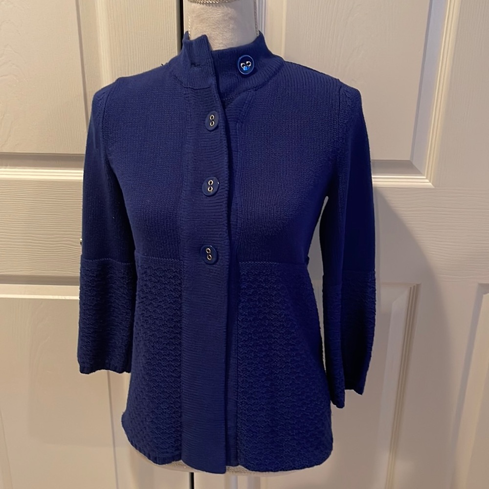 Design history sweater cardigan colbat blue